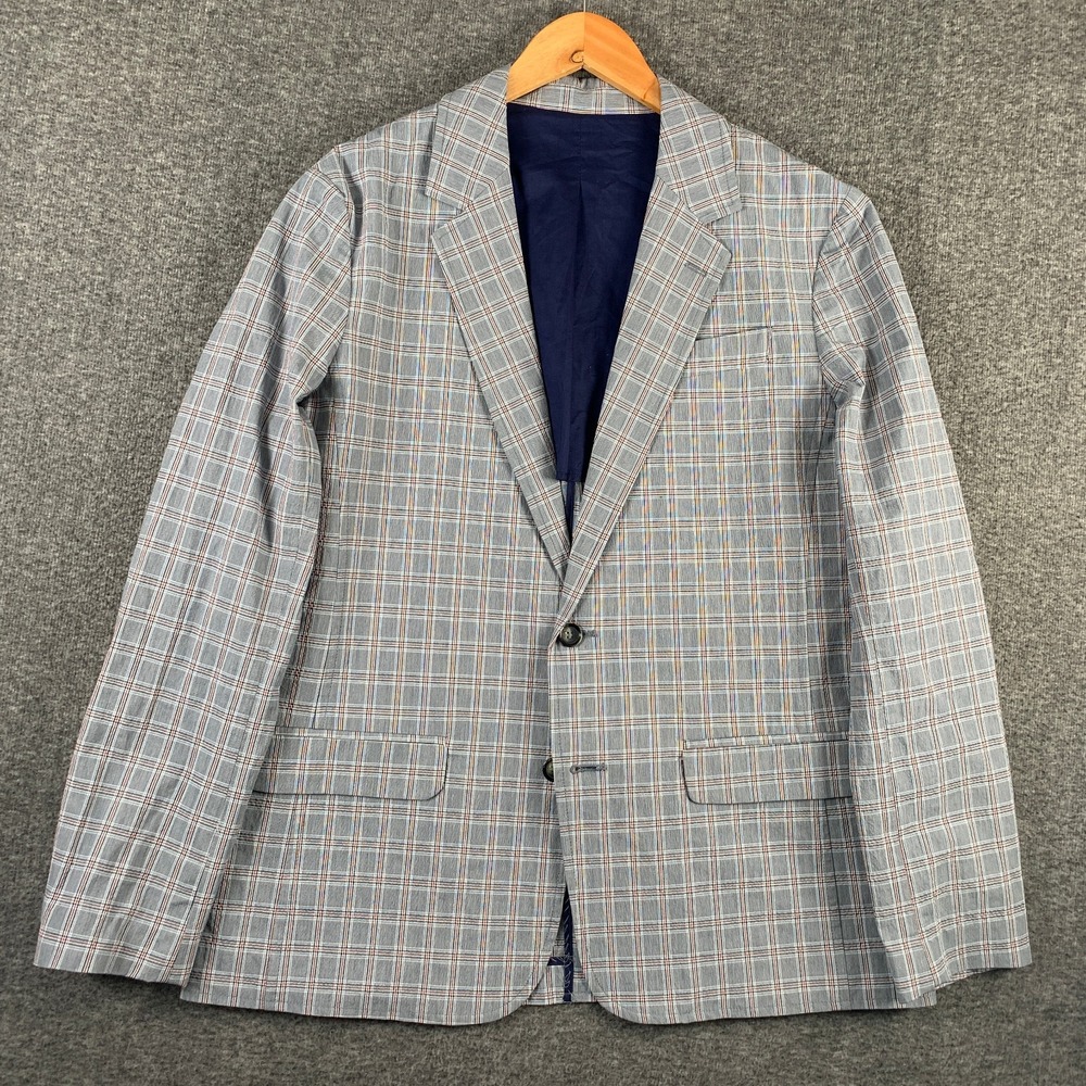 Mr Turk Blazer Jacket Men 42 Seersucker Gray Plaid Unlined Sport Coat USA Made